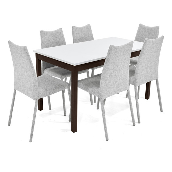 Set De Comedor Teba 6p Con Sillas Palermo Color Plata/wengue