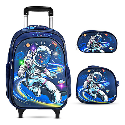 Set 3 Mochila Astronauta Con Lonchera Y Lapicera Para Niños