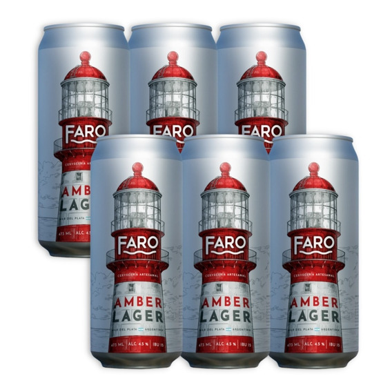 Cerveza Artesanal Faro Amber Lager Pack X6u 473ml