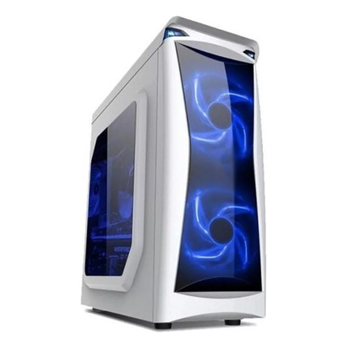 Gabinete Gamer Naxido F300 Blanco Cooler Led Azul 4x120mm Blanco/azul