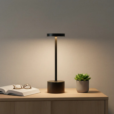 Lampara Velador Tactil Negro Cct Deco Moderno Luz Desing Negro