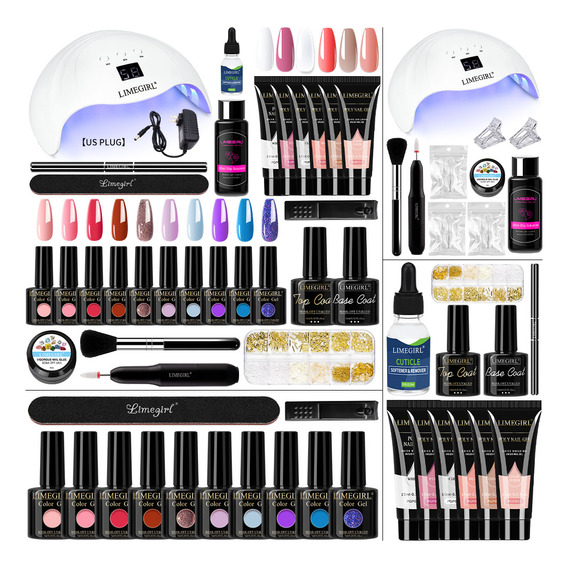 Kit De Uñas Completo Lampara Uv Led, Kit De Uñas De Poligel