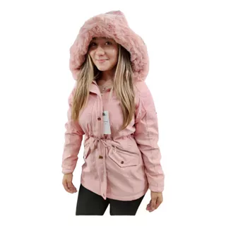 Campera Parka Mujer Larga Abrigo Moda Piel Capucha Importada