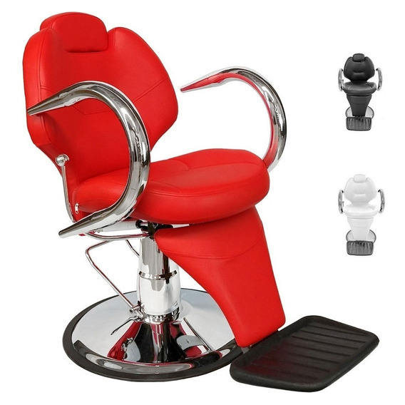 Sillon Barber Shop Peluqueria Barberia Reclinable Estetica Color Rojo