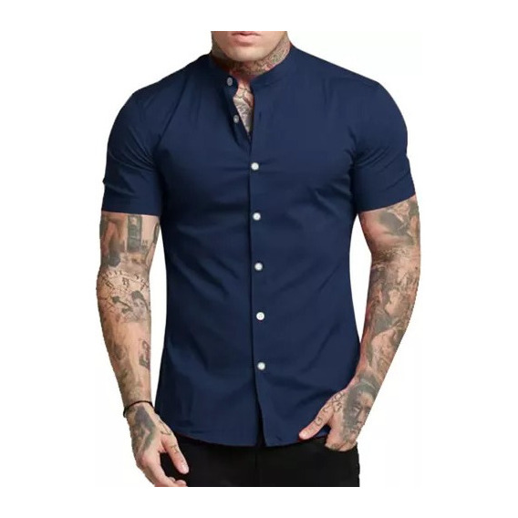 Camisa Hombre Manga Corta Corte Pegado Strech Camisas