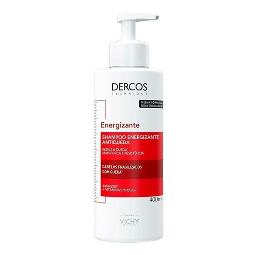 Shampoo Vichy Dercos Thechnique Refil Shapoo Energizador Antiqueda Antiqueda de parfum en dosificador de 400mL por 1 unidad