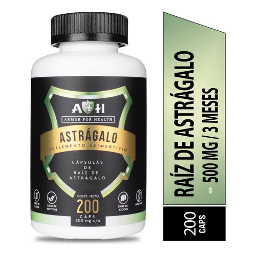 Raíz Astragalo Puro Astragalus 200 Cáps 500mg A4h Sabor Sin Sabor