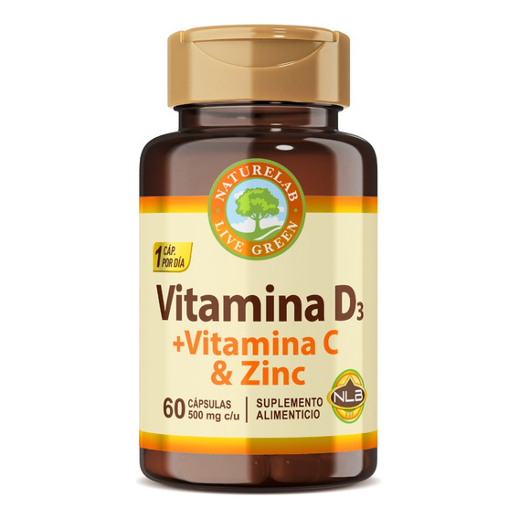 Vitamina D3 + Vitamina C & Zinc 400 Iu 60 Cápsulas Naturelab Sabor Sin sabor