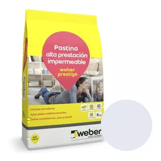 Pastina Weber Prestige 5kg Antihongo Impermeable Porcelanato Color Gris Perla