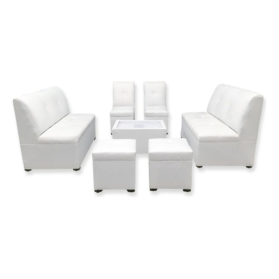 Mueble Sala Lounge Minimalista Moderna Sillones Puff Salas Color Blanco