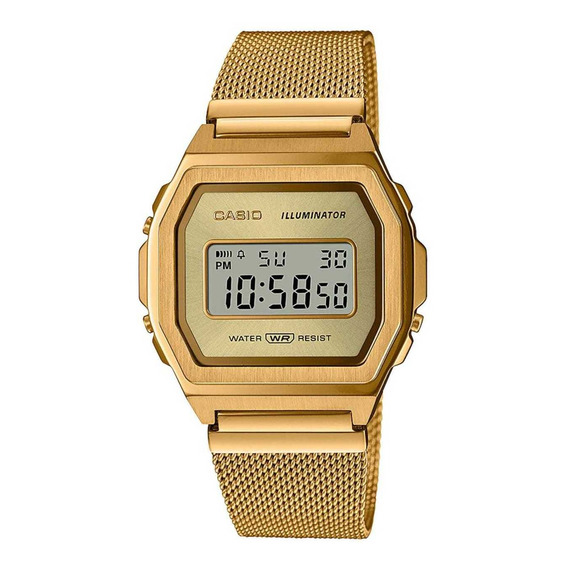Reloj Casio Vintage A1000 Color Oro Super Luz Led Alarma