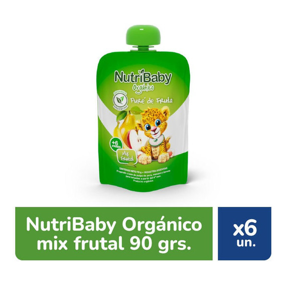 Nutribaby Organico Pure Fruta Mix Frutal Pouch 90 Gr X 6 Un