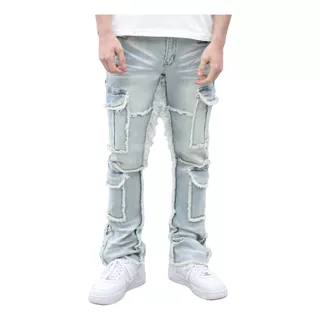 Logeqi® Jeans  Acampanados Con Borlas Creativas  Hombr