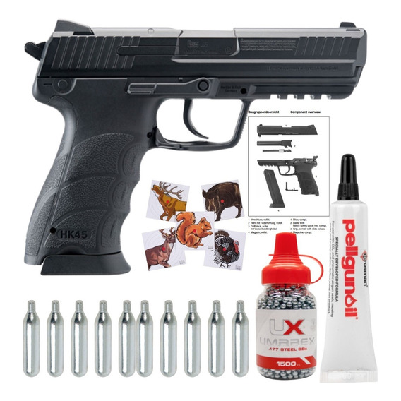 Marcadora Airsoft Full Metal Hk 45 Co2 Bbs Metal .177 Xtreme