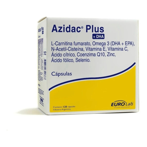 Suplemento en cápsula Eurolab  Azidac Plus + DHA vitaminas en caja 120 un