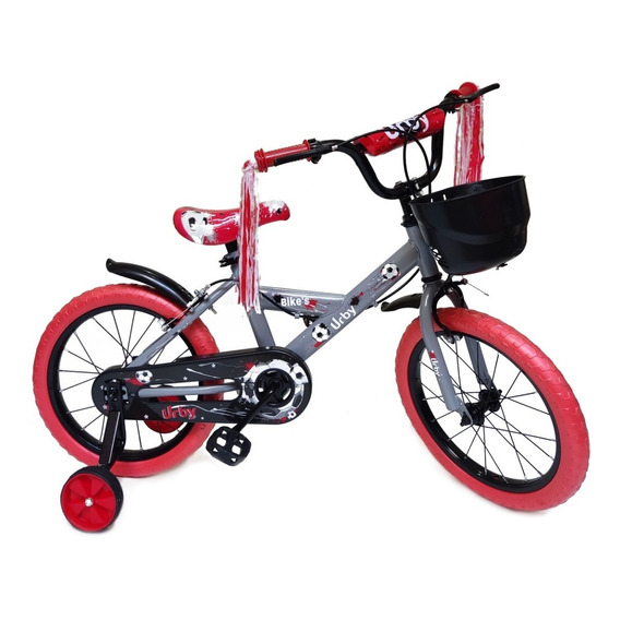 Bicicleta paseo infantil Dencar Urby 217126003U R16 color rojo/gris con ruedas de entrenamiento  