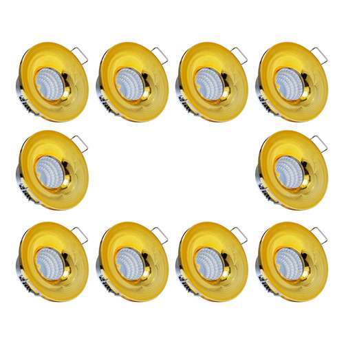 Empotrado 3w Led Mini Spot 5 Cm Para Falso Plafon 10 Pack Color Dorado Luz Neutra