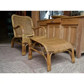 2 Sillones Africa Relax Reposera Rattan Tejido Con Apoya Pie