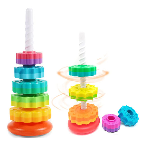 Juguete Spin Stack Para Bebés, Juguetes Con Rueca Giratoria