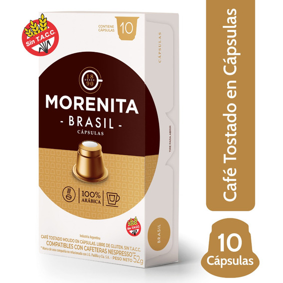 Cápsulas Café La Morenita Brasil X 10 Un - Para Nespresso