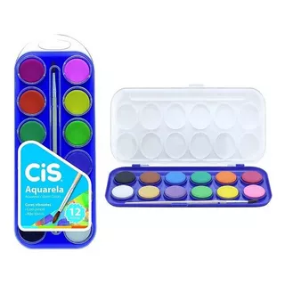 Aquarela Tinta 12 Cores Cis