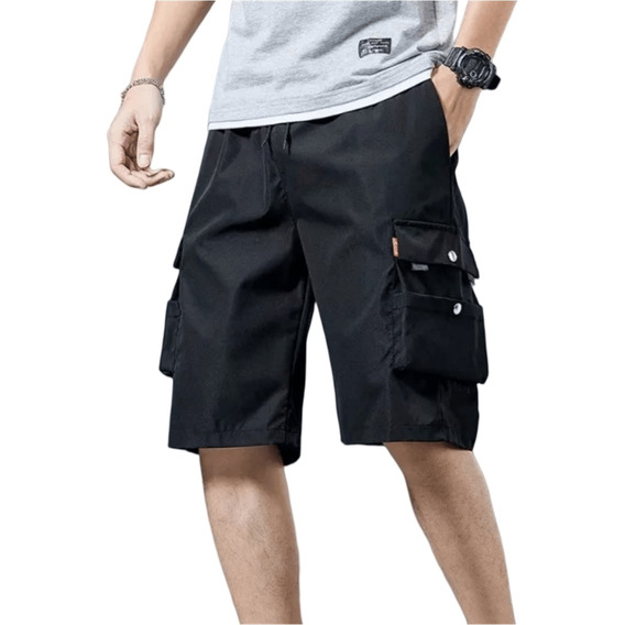 Bermudas Para Hombre Con Pantalones Cortos De Bolsillo Múlti