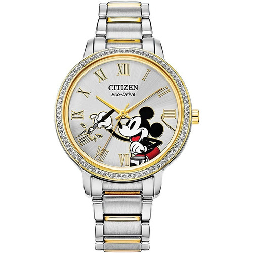 Citizen Disney Mickey Mouse Crystal Fe7044-52w .... Dcmstore Correa Plateado Bisel Plateado Fondo Blanco