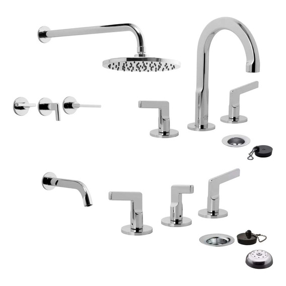 Combo Griferia Baño Lavatorio Bidet Ducha Fv Arrayan