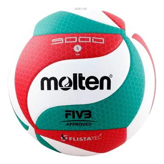 Balón De Voleibol Molten V5m 5000   Nº 5  Color Blanco/verde/rojo  Para Indoor