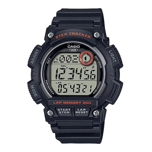 Reloj Casio Step Tracker Negro Original Hombre E-watch Color del bisel Negro/Naranja