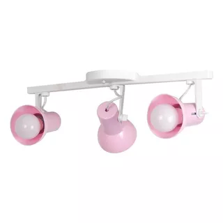 Luminaria Spot Trilho Kids Quarto Infantil Rosa 3 Lampadas 110v/220v