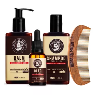 Kit Xampu Oleo Balm Para Hidratar Perfumar - Barba De Macho