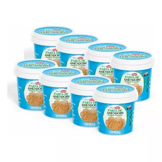 Kit 08 Potes Manicrem Pasta De Amendoim Crocante - 1kg