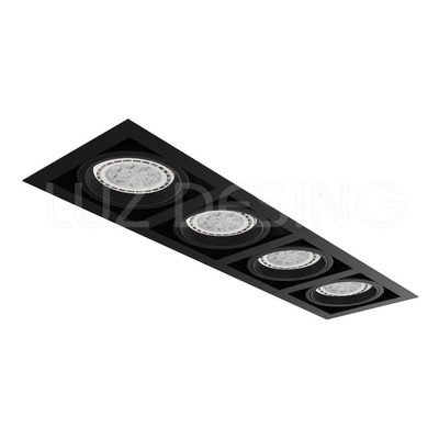 Spot Cardanico Embutir 4 Luces Negro Apto Led Ar111 Gu10 