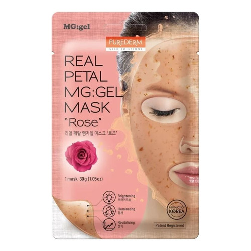 Purederm mascarilla real petal mg gel rosa hidrata ilumina tipo de piel mixta