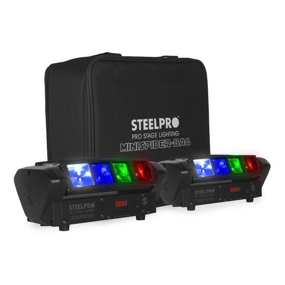 Cabeza Móvil Bag Mini Spider 8 Led Beam 2 Piezas Steelpro