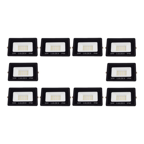 Reflector Led 30w Luz Blanca Fria Paquete Mayoreo 10 Piezas Color de la carcasa Negro 110V/220V