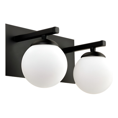 Aplique 2 Luces Elyn Negro Globo Opal Apto Led G9 Deco