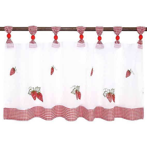 Cortina Velo Cocina Frutilla 45x135 Cm.