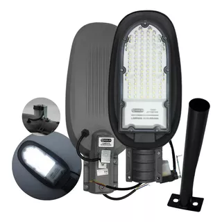 Lampara Suburbana Led 100w  Con Brazo Y Fotocelda Megaluz 