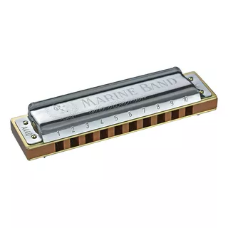 Gaita De Boca Hohner Marine Band 1896 Diatônica Prateado