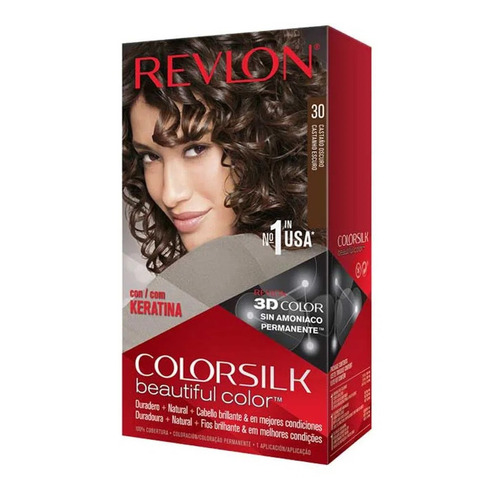 Kit Tintura Revlon  Colorsilk beautiful color™ tono 030 castaño oscuro para cabello