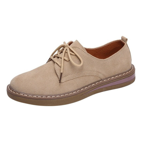 Zapatos Oxford De Cuero Pequeños Con Punta Redonda De Gamuza