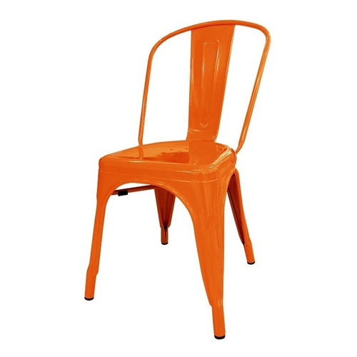 Silla de comedor DeSillas Tolix, estructura color naranja, 4 unidades