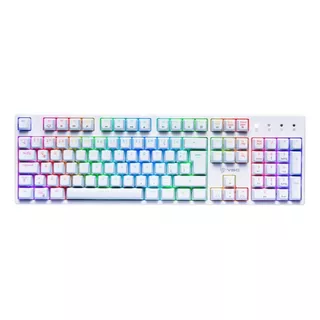 Teclado Gamer Vsg Alnilam Qwerty Español Latinoamérica Color Blanco Con Luz Rgb