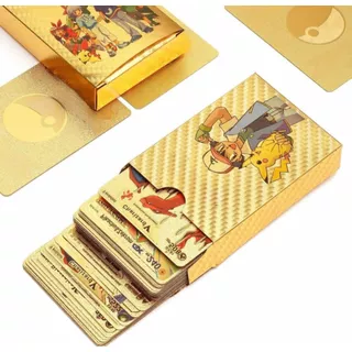 Caja 55 Cartas Oro Pokemon Sin Repetir (v, Vmax, Gx) Español
