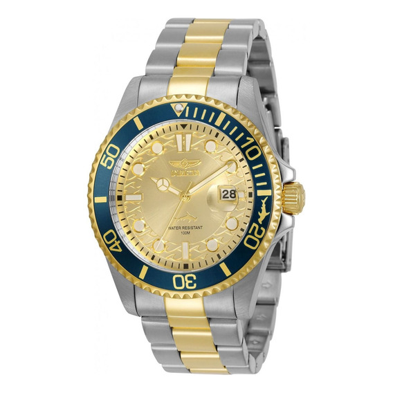 Reloj Invicta 30022 Pro Diver Cuarzo Hombre Correa Acero/Oro Bisel Azul/Oro Fondo Oro
