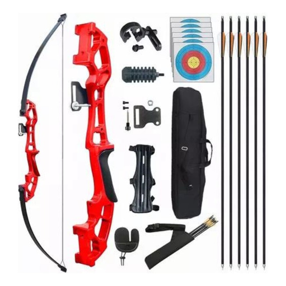 Kit Arco Recurvo Deportivo Flechas Y Accesorios Para Adultos