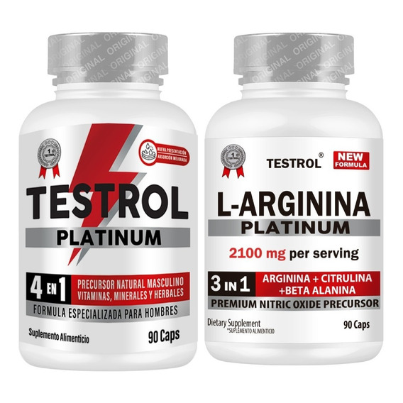 Testrol + Arginina Platinum Paquete 2 Piezas - 90 Capsulas