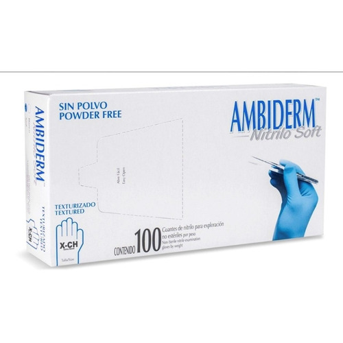 Guantes descartables antideslizantes Ambiderm Soft color azul talle XS de nitrilo x 100 unidades